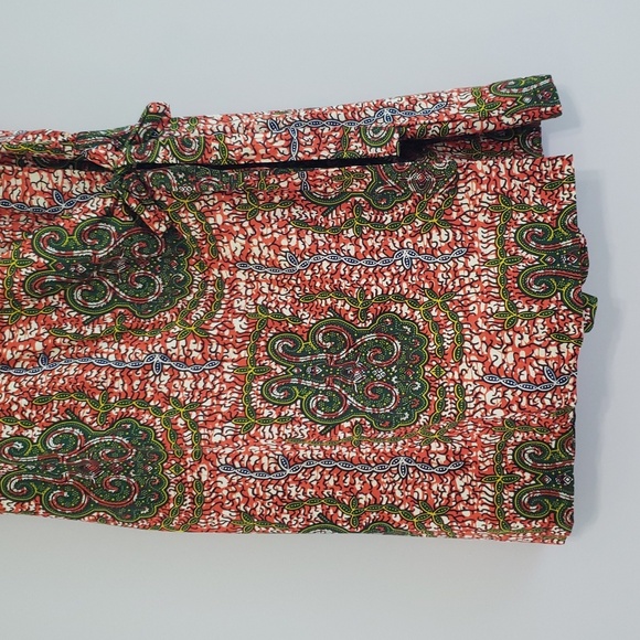 D'iyanu Wrap Romper Shorts Small Orange Green African Print Sleeveless Cotton - Picture 3 of 16